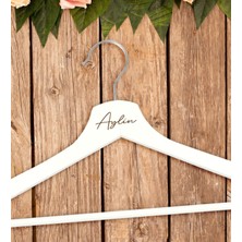 Bk Gift Kişiye Özel Isimli Ahşap Düğün Elbise Askısı, Gelinlik Askısı, Düğün Hediyesi, Yetişkin Kıyafet Askısı