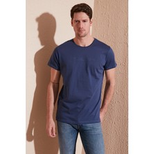 Buratti Yazı Baskılı Bisiklet Yaka  Pamuk Slim Fit Basic T Shirt Erkek T Shirt 541TACTICAL