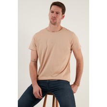 Buratti Yazı Baskılı Bisiklet Yaka  Pamuk Slim Fit Basic T Shirt Erkek T Shirt 541TACTICAL