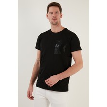 Buratti Baskılı Bisiklet Yaka  Pamuk Slim Fit T Shirt Erkek T Shirt 541FORYOU