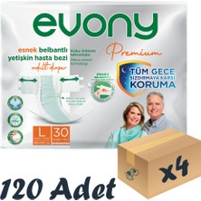 Evony Premium Esnek Bel Bantı Yetişkin Hasta Bezi Large 30’lu 4 Paket 120 Adet