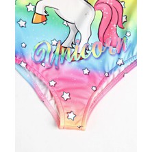 Rs Ramuni Kız Çocuk Mayo Unicorn Dijital Baskılı Deniz Havuz Mayosu