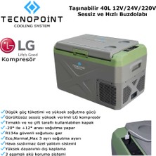 Tecno Point Tecnopoint 50 Litre Taşınabilir Araç Buzdolabı 12V/24V/220V Uyumlu