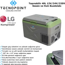 Tecno Point Tecnopoint 40 Litre Taşınabilir Araç Buzdolabı 12V/24V/220V Uyumlu