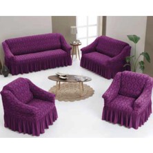 Arlisa 3+2+1+1 Jakarlı Koltuk Örtüsü Takımı Mürdüm