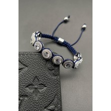 FRNCH Zirkon Taşlı Lacivert Renk İpli Ayarlanabilir Erkek Bileklik FRJ11713-1813-L