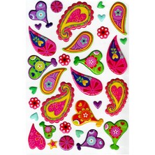 Limmy Sticker Kabartmalı A4 Boyutunda Stiker Defter, Planlayıcı Etiket (LIM006) - Buta Kalp Desenli