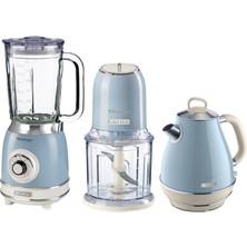 Ariete Vintage Mavi Cam Blender-Rondo ve 1.7 Litre Kettle Seti
