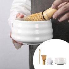 4 Adet/set Çay Çırpma Kiti Seramik Çırpma Tutucu Matcha Fırça Oturma Odası Beyaz Çay Kase (Yurt Dışından)