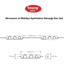 Bonny Nice Akvaryum Modül LED Aydınlatma Günışığı Sarı Işık Anahtarlı 5'li