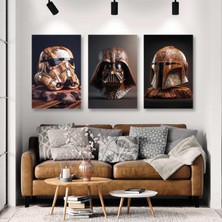 SML Tablo Star Wars Işlemeli Ahşap Art Deko Maskeler Mask Kanvas Tablo