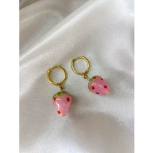 Sıne Accessory Pembe Çilek Küpe