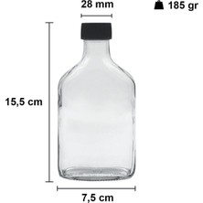 EC Shop Coldbrewtrend Cold Brew Şeffaf 200 ml Sızdırmaz Siyah Plastik Kapaklı 6 Adet Yassı Cam Şişe (Soğuk