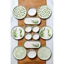 Vienev Art Botanik 14 Parça 6 Kişilik Stackable Kahvaltı Takımı - Lüx Kahvaltılık Sunum Seti Tabağı
