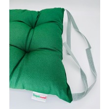 Tropik Home Bahçe Sandalye Minderi Yeşil Renk Pamuklu Kumaş Pofidik Kare Dekoratif Sandalye Minderi 35X35 cm