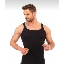 Berrak Erkek Siyah 6"lı Ince Askılı Fitilli Kaşkorse Atlet 1044