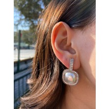 Sıne Accessory Gümüş Zirkon Taşlı Sallantılı Abiye Kare Küpe