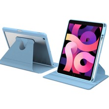 TEKNETSTORE Apple iPad 10.2 8. ve 9. Nesil 2020/2021 Kılıf Kalemlikli 360 Dönebilen Standlı Şeffaf Tablet Kılıfı