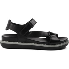 Venüs 202064Y Siyah Hakiki Deri Kadın Sandalet