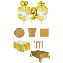 Dipak Gold Renk 9 Yaş Doğum Günü Seti