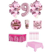 Dipak Pembe Renk 9 Yaş Doğum Günü Seti