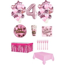Dipak Pembe Renk 4 Yaş Doğum Günü Seti