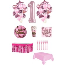 Dipak Pembe Renk 1 Yaş Doğum Günü Seti