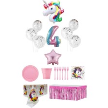 Dipak Unicorn Temalı 4 Yaş Doğum Günü Seti