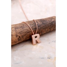 Sümer Telkari R Harfi Rose Gümüş Kolye 7893