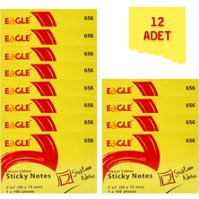 Eagle 50X75 mm Klasik Renk Yapışkanlı Not Kağıdı 100 Yaprak Sarı (656) 12 Adet