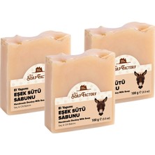 The Soap Factory İpek Seri El Yapımı Eşek Sütü Sabunu 100 g x 3 Adet (Toplam 300 g) - Lüks - Çevre Dostu - Bütün Cilt Tiplerine Uygun - Soğuk Sıkım - Üstün Cilt Bakımı