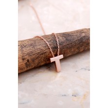 Sümer Telkari T Harfi Rose Gümüş Kolye 7902