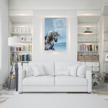 Emya Home Saatli Beyaz At Cam Tablo