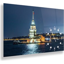 Emya Home Saatli Kız Kulesi Cam Tablo