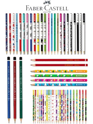 Faber-Castell Kaliteli Karışık 12'li Kurşun Kalem Faber+Adel+Bic+Fatih