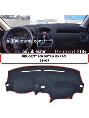 A-3DKORUMA Peugeot 206 Büyük Ekran Torpido Koruması / Halısı / Örtüsü