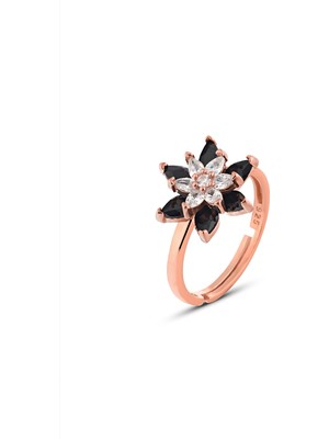 Zanaat Silver Gümüş Rose Çift Katman Nilüfer Çiçeği Ayarlanır Yüzük