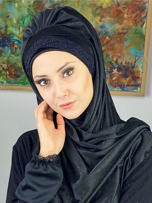 Butik Ambar Top Kapı Model Siyah Büzgülü Şal