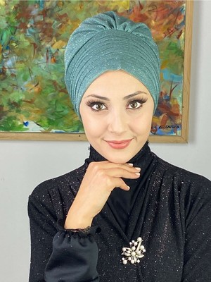 Butik Ambar Top Kapı Simli Açık Zümrüt Çapraz Drapeli Dış Bone
