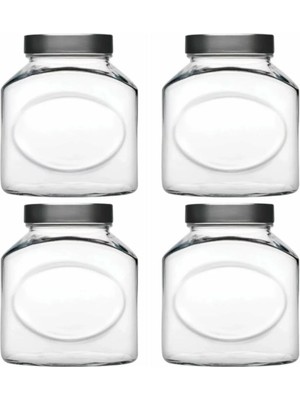 Paşabahçe 80387 Elips Metal Kapaklı Cam Kavanoz 1500 Cc - 4 Adet
