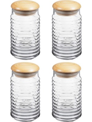 Paşabahçe 43173 Babylon Ahşap Kapaklı Kavanoz - 1125cc - 4 Adet