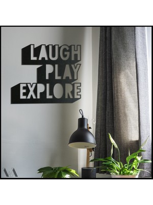 BCD Wood Decor Laugh Play Explore Dekoratif Metal Tablo