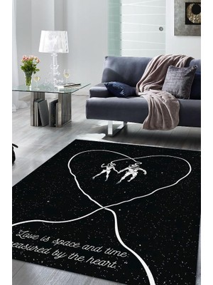 Homshtag Aşk Uzayı Siyah Beyaz Renkli Halı Aşk Temalı Modern Halı Sevgiliye Hediye Uzay Temalı Halı