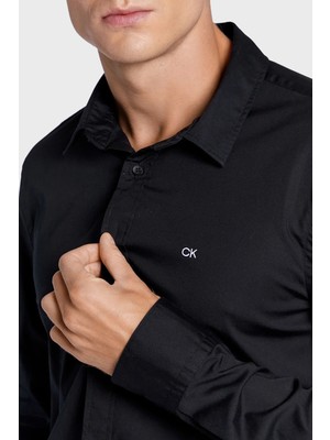 Calvin Klein Pamuklu Slim Fit Ince Poplin Streç Gömlek Erkek Gömlek K10K110856 Beh