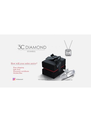 3C Pırlanta 0.22CT Pırlanta Zümrüt Yüzük