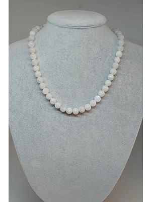 Yaşam Tohumu Ay Taşı Kolye 8mm (Klipsli)