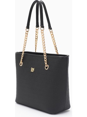 Levidor Monogram Baskılı Zincir Askılı Tote  Çanta - 0044C270