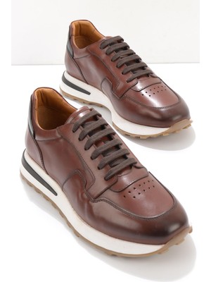 Bambi Kahve Siyah Leather Erkek Sneaker E01901622403