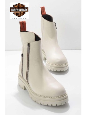 Harley Davidson Beige Leather Kadın Bot & Bootie HD0777003903