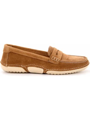 Bambi Camel Süet Leather Kadın Loafer Ayakkabı K01224010002